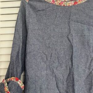 Unique Vintage Blue Tunic with Floral Accents